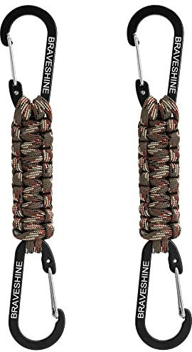 BRAVESHINE Keychain with Snap Hook Carabiner Clips, Paracord Keychain Carabiner Clips with Locking D Ring Hooks Hangers, Heavy Duty Lanyard Key Chain for Car Keys, Backpack, Tools, Men, Women
