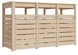 Chillroi® Karibu Mülltonnenunterstand für 3 Mülltonnen naturbelassen Mülltonnenbox Gartenbox 238x143x88 in cm (BxHxL) (Naturbelassen)