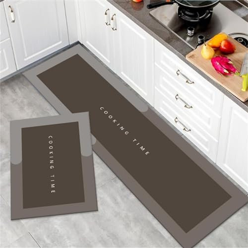 Aoojlo KüChenläUfer KüChenmatte 45x120cm, KüChenteppich Waschbar rutschfest, Teppich LäUfer Flur FußMatte Badematten, Wasser öL Aufnehmen Teppich KüChe Set für KüChe Wohnzimmer, Badezimmer Coffee