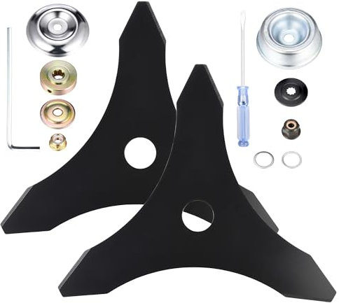 25,4 cm x 3 Zähne Karbonstahl Freischneider Klinge Weed Wacker Ersatzklinge, Rasenmäherklingen mit 2 verschiedenen Adapter-Kits, kompatibel für Husqvarna, Stihl, Ego, Oregon und Hitachi