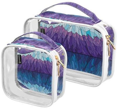 Clear Travel Toiletry Bag Magic Mountains Cosmetic Bag Makeup Bags 2 Pack PVC Portable Waterproof Toiletries Carry Pouch Wash Storage Bag for Women Men, A1150, 2er-Pack
