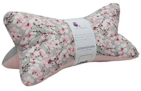 Leseknochen Nackenkissen Frühling bequem und waschbar! Handgestopft und genäht in Deutschland - Nutzbar als Nackenrolle Kissen Nackenrolle (Sakura)