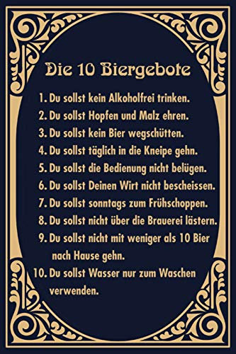 DekoDrom® Holz Schild 20x30 cm Die 10 Bier Gebote Lustig Alkohol Trinken Tafel Spruch Wand Deko Bar Kneipe Cafe Sammler Geschenk