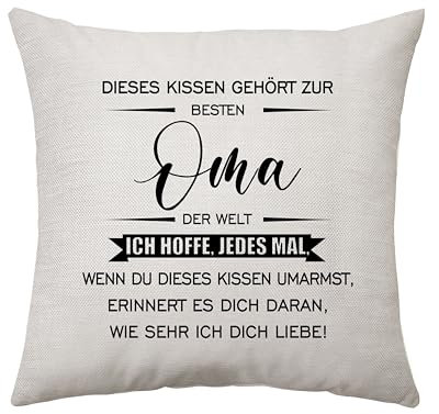 Aconesong Kissen für Oma - Bestes Geschenk von Enkelkindern, Dekoration, Kissenbezug, Idee für Muttertag und Geburtstag - Quadratische Taille Kissenbezug