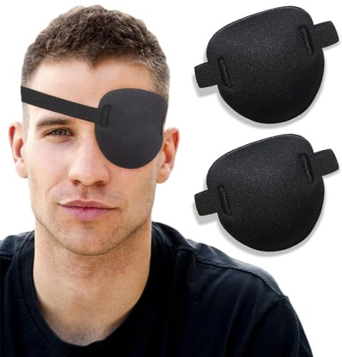 2 Patchs Oculaires Médicaux pour Adultes et Enfants, Cache-œil Médical Extensible Patch, Cache-Oeil Paresseux Réglables Pirate Ajustable Masque,Patchs Oculaires Confortables