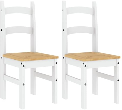 vidaXL Essstühle 2 STK. Weiß 40x46x99 cm Massivholz Kiefer