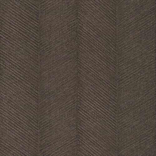 Rasch Wallpaper 720327 - Brown Non-Woven Wallpaper with Herringbone Pattern - Grey Silver Metallic