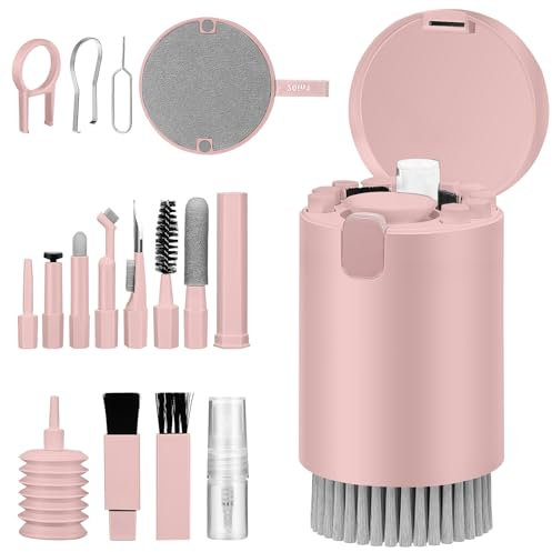 20 in 1 laptop screen keyboard cleaning kit,computer cleaning kit,cleaning kit for MacBook, Airpods, Phone, Tablet, Computer, PC Monitor, Camera, With Blower & Screens Cleaners S (Pink)