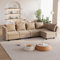Flamaker Couch L Form, Ecksofa mit Stauraumbettkasten und Polstermöbel, Convertible Sectional Sofa mit Winkelverstellbaren Armlehnen und Rückenlehnen (Beige, 5 Seats)