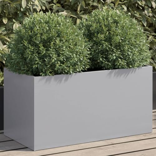 Iiaky Jardinière argenté 62x30x29 cm Acier galvanisé,Jardiniere sur Pieds,Bac avec Treillis,Jardiniere Terrasse