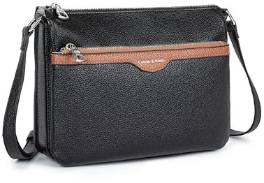 Damen-Umhängetasche, Leder, Crossbody-Taschen, mittelgroße Schultertaschen für Damen, trendige Designer-Crossbody-Taschen für Damen, Schwarz - Braun