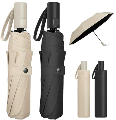 Patinadrift 2 Stück Sturmfester Automatik Mini Taschenschirm Mit Drucktaste - Kleiner Regenschirm für Kinder Schulranzen, Ultraleicht für Herren und Damen
