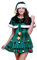 LAEMILIA Womens Christmas Tree Costume Xmas Tree Fancy Dress Outfit Festive Dress Up Ladies Christmas Costumes 2 Pieces Green Velvet Mini Dress Novelty Fun Xmas Party Headwear S-3XL