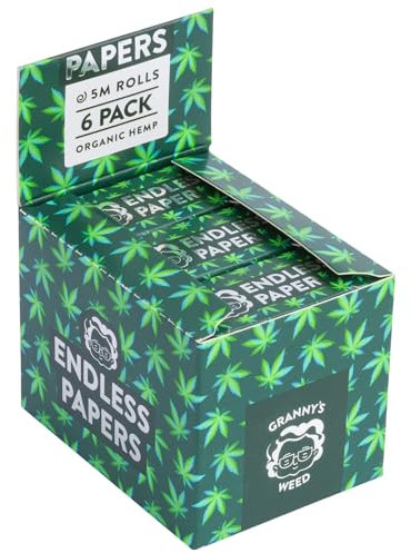 6x Granny's® Organic Endless Papers | 45 mm breit | 5 Meter pro Rolle | Aus Papier | Blättchen zum Drehen in individueller Länge | Natürlicher Roll Genuss | Drehfreiheit