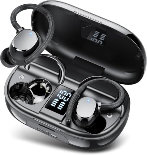 Wireless Headphones, Bluetooth 5.3 Headphones Sport with 4 ENC Noise Cancelling Mic, 128H Earphones with Earhooks HiFi Stereo Deep Bass, IP7 Waterproof, Wireless Earbuds for Sport/Gym/Running