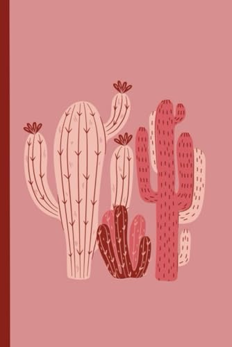 Ästhetisches Notizbuch mit Kaktus Zeichnung für Frauen | Pink-rot minimalistisch | A5 liniert 100 Seiten | Journal mit stylischem Cover | ... minimalism | 6x9 100 lined pages |giftidea