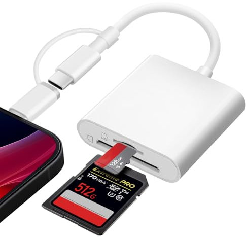 Flintronic SD Kartenleser, SD Card Reader, Kamera Speicher kartenleser, Kartenlesegerät für SD/Micro SD, Light ning & USB C SD Kartenleser, SD-Karten Adapter für iPhone/iPad/Kamera/MacBook