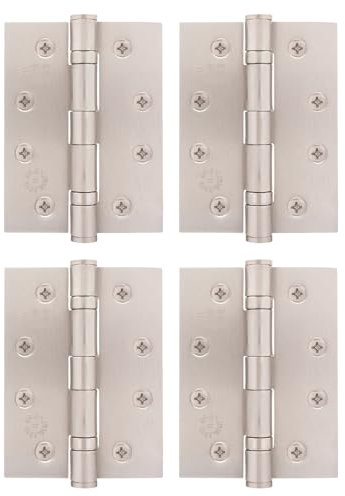 EAI Satin Door Hinges | 4 Inch / 102mm Satin Nickel Internal Fire Door Hinges | 2 Pairs