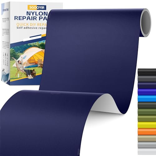 Sgooyir Parches de Reparación de Nylon de Autoadhesivo Azul oscuro, 15x160cm Parche de Reparación Autoadhesivo Para Chaqueta, Adhesivos Parches Para Ropa, Parches Plumas,Tienda, Bolsa, Mochila