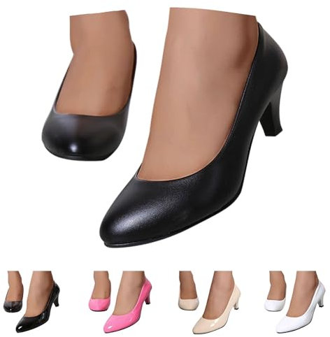 Chaussures à Talon Classiques pour Femme Escarpins Petit Talon en PU Confortable Femmes Escarpins Chaussures à Talon Haut Chaussures Classiques pour Dame Mariage Bureau