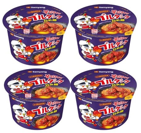 SY Korean Instant Noodles - Buldak Hot Chicken Korean Fried Chicken 115g Ramen Big Bowl (Pack of 4) | Spicy & Savoury | Convenient & Portable | NEW FLAVOUR
