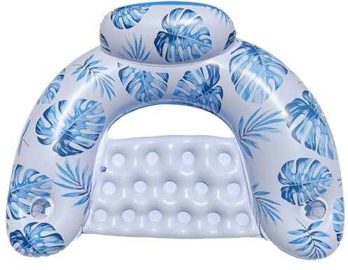 Pool Float, aufblasbare Schwimmliege, Luftmatratze, eingebauter Getränkehalter, Stressabbau, Bräunungsdesign, Wasserspiel, Strand, Pool, See, Fluss, Urlaub, 100 x 80 cm