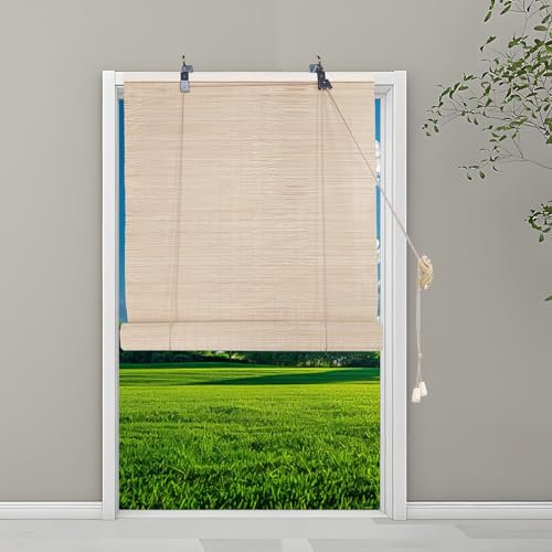 Store Bambou sans Percage 120x240cm, Store Bois Opaque sur Mesure Tissé à La Main pour Salon Porche Cuisine, A-2