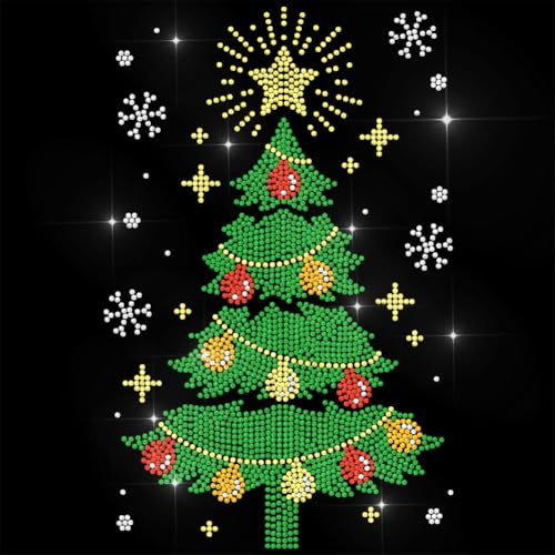 ANATTASOUL Bügeleisen Auf Strass Transfer Aufkleber Weihnachten Kristall Bügelaufkleber Weihnachtsbaum Patch Für Kleidung Hut Tragetasche DIY Kunsthandwerk Geschenke Festival