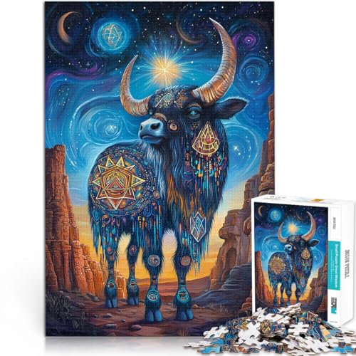 Puzzle für Erwachsene 1000 Teile Geschenke zum Suchbegriff: Herausfordernde Spiele Farbiger Yak Wunschliste mit dem Weihnachtsmann50x70cm