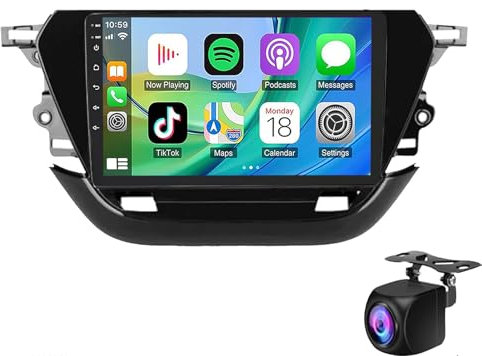 Android Autoradio Für O-pel Corsa F 2019-2023 Radio Carplay Wireless Android Auto, 9 Zoll Touchscreen GPS Navigation WiFi Bluetooth FM RDS Mirror Link Double Din Auto Radio Mit Kam(Color:4-Core 2+32G)