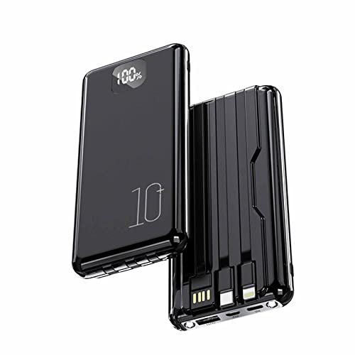 Carga rápida Power Bank, 20000 mAh, con Cables incorporados, USB C, 4 Salidas y 2 entradas con Paquete de linternas LED