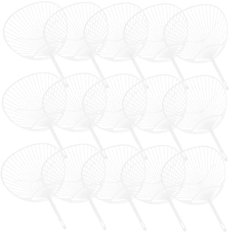 PartyKindom DIY Japanese Uchiwa Fan Kit 20pcs Hand-held White Round Fan Framework Self-Adhesive Frame for Crafts