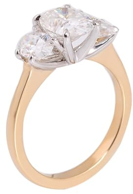 Wycian Ring Frauen Damen Ring In Gold Gelb 9K Gold Moissanit mit 3 Ovalen Moissaniten 2 Ct Größe 56 (17.8) Elegant für Frau Geburtstag Personalisiert