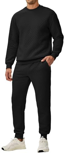JMIERR Jogginganzug Herren Set Casual Trainingsanzug | Textured Sportanzug,Herbst Winter,Atmungsaktiv und faltenfrei,Rundhals Pullover Sweatshirt und Jogginghose,Tracksuit Set