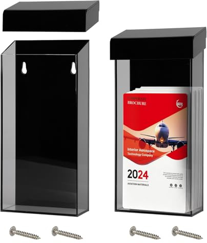 Yabound Prospektbox, 2 Stück Acryl Prospekthalter Wetterfest, Flyer Aufsteller Wand, Freistehender Flyerständer für Flyer Stadtplän Menü, für Büro Außen Messe und Restaurant (Schwarz)