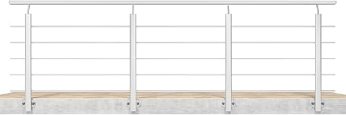 AICA 300x100cm Barandillas de aluminio, Barandilla de escalera, Ángulo de montaje ajustable, uso interior y exterior - Plateado mate - fijaciones lateral