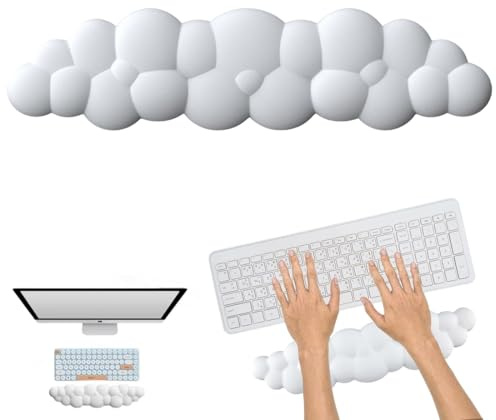 YUPZAR 1 Pièce Ergonomique Étui de Protection, Nuage Repose Poignet Clavier,Avec Base Antidérapant en pour Bureau Gamer, Ordinateur MAC(Blanc)