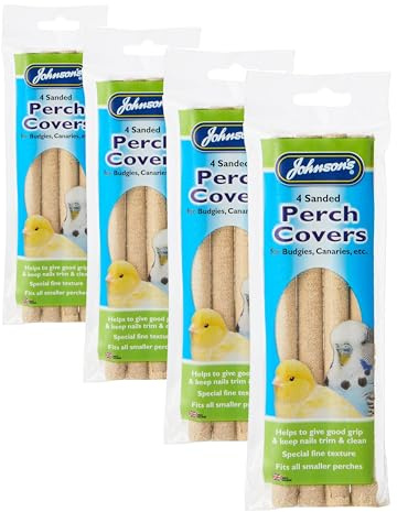 Johnsons Veterinary Products M080 Perch Covers for Budgies, Canaries, 4 Sanded Clear (Pack of 4)