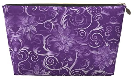 Trousse de toilette de voyage en cuir doré – Réutilisable – Imprimé floral tourbillons lierre – Pochette de rangement souple portable, doré, Taille unique