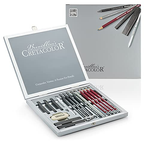 CRETA COLOR 400 17-Piece Graphite Drawing Set in Wooden Box - Silver