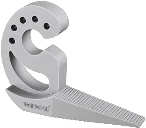 WENKO Multi-Stop, Flexibler Türstopper und Fensterstopper mit vielen Funktionen aus hochwertigem Kunststoff, für Türen, Fenster und Schubladen als Puffer und Klemmschutz, 11,8 x 7,7 x 2,5 cm, Grau