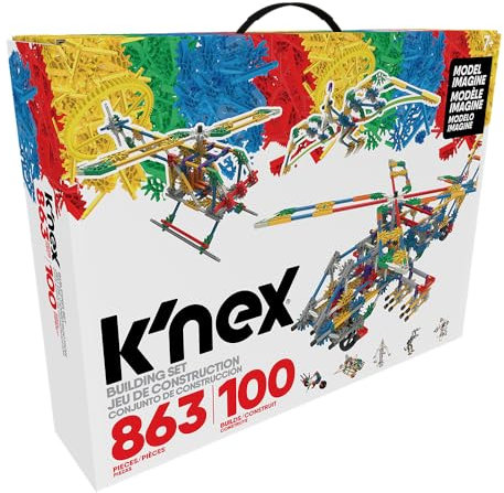 K'NEX 33869 - Bau- und Konstruktionsspielzeug Set 100 Model Imagine, Baukasten mit 863 Teilen, Konstruktionsset mit allen klassischen Knexteilen und Ideen zu 100 Modellen, Bauset für Kinder ab 7 Jahre