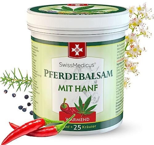 Pferdebalsam mit Hanf - Wärmende Wirkung für Muskeln & Gelenke - Gel mit 25 natürlichen Extrakten - Ideal für Sportler - Alltäglicher Gebrauch - Natürliches Gel