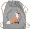 Turnbeutel Rucksack - Tiere Meerschweinchen Hase & Co. - Fuchs Fox Gechenk - Unisize - Hellgrau - wechselsachen beutel kita kinderrucksack tier tiermotiv animal juterucksäcke mit drauf tieren