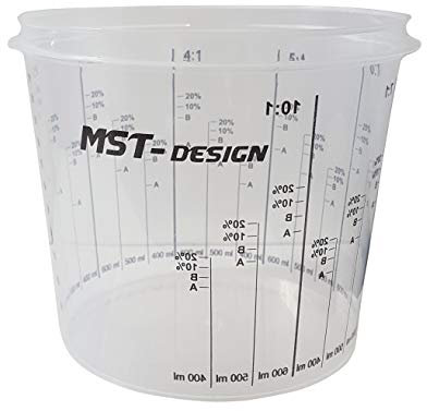 MST-DESIGN Lackmischbecher, 100 Stück mit 1400ml I Robuste Einweg-Messbecher mit Mischskala I Mischbecher zum Anrühren von Lacken, Füller, Lasuren etc. I Anrührbecher I Hochwertiges Lackierzubehör