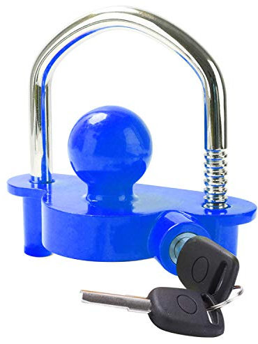 Tevlaphee Trailer Ball Lock Hitch Coupler Towing Lock Adjustable Easy Installation Heavy Duty Steel and Aluminum Alloy Base for Towing Caravan Trailer Security with 2 Keys (Blue)