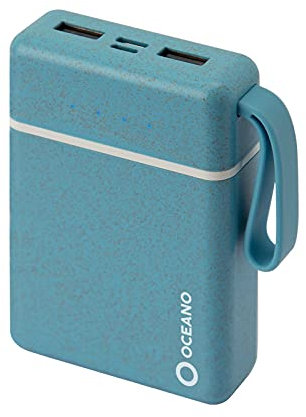 SBS Powerbank caricabatterie portatile da 10.000 mAh con 2 uscite USB da 2.1A per ricarica rapida realizzato al 35% con materiali biodegradabili