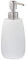 Relaxdays Seifenspender 300 ml, nachfüllbar, Bad, Küche, Flüssigseifenspender, rund, Polyresin, Edelstahlpumpe, weiß