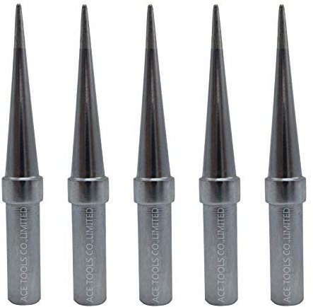 ACE Lötspitzen für WESD51 WES51 WE1010 WE1010EU WCC100 WECP-20 WTL 1000S-0 PES51 LR21 WEP70 WECP WCC101 EC1201A EC1204A EC2001 EC-1000 ET2000 ELV LS50 Lötkolbenspitze (5, ETO (Long Conical 0.8mm))