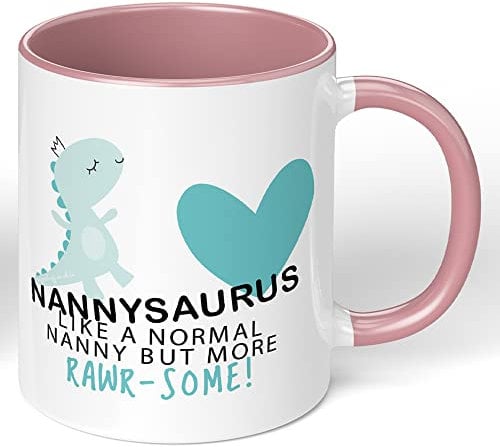 Mugged Off Nanny Gift | Nanny Mug Pink Nannysaurus Ideal Nan Mothers Day Gift